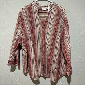 Alfred Dunner Women Blouse Plus Size 24W 3/4 Sleeves Button Front Top